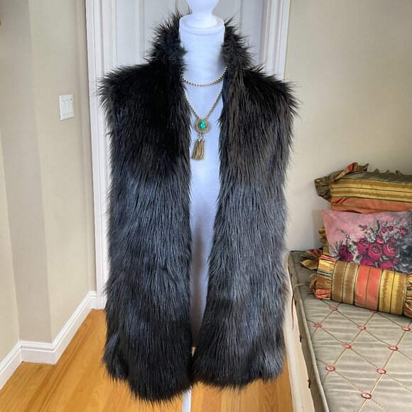 Club Monaco Vest Faux Fur Brown Sleeveless No Close Pockets Glam Indie (S) - Picture 1 of 5